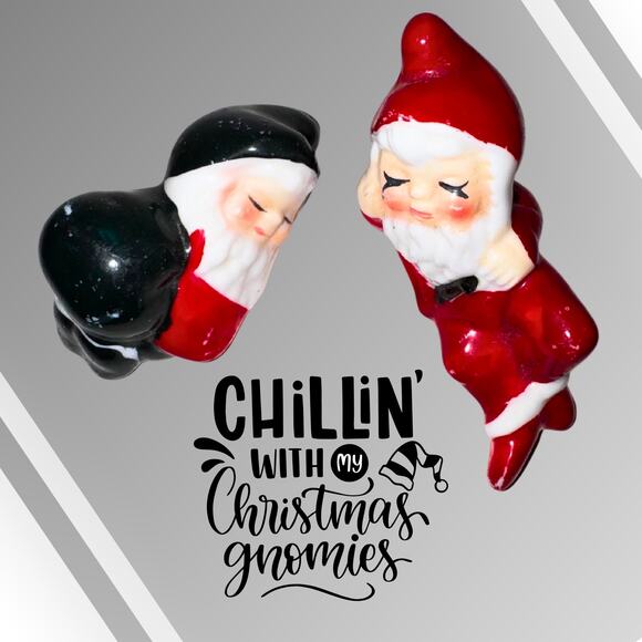 Vintage Sleeping Santa Figurine Set | Ceramic Christmas Decor Gnomes - Picture 1 of 7